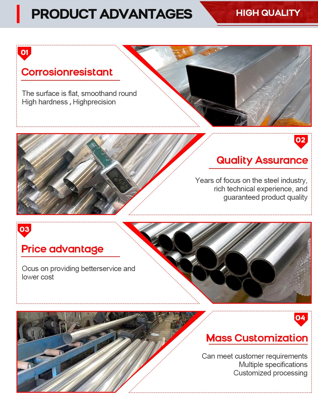 Low Price Factory 201 202 309 321 316 Round Stainless Steel Pipe Seamless Stainless Steel Pipe/Tube